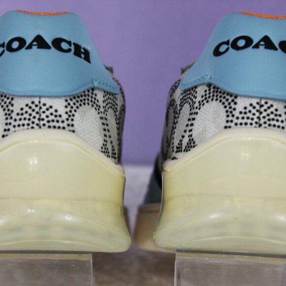 Coach CitySole Court Sneakers Women’s Signature C Print Sky Blue/Orange – No Box - Picture 5 of 11